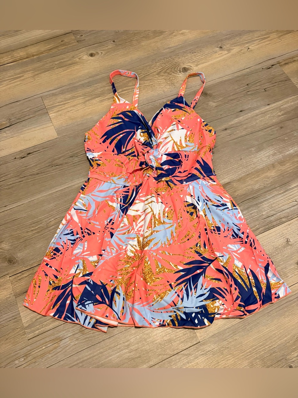 Swim dress medium floral print new in bag